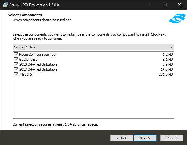 Select the components you wish to install 