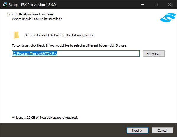 Select your desired installation location